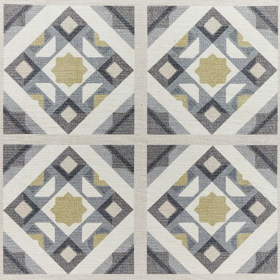 Victoria Grey Yellow Diamonds Geo Washable Rug Runner