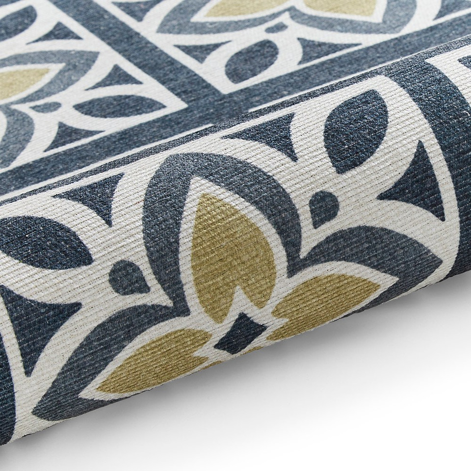Victoria Grey Yellow Floral Washable Rug Runner