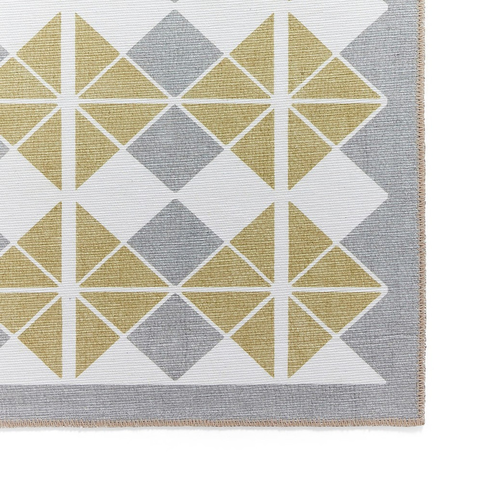Victoria Grey Yellow Modern Diamonds Washable Rug Runner