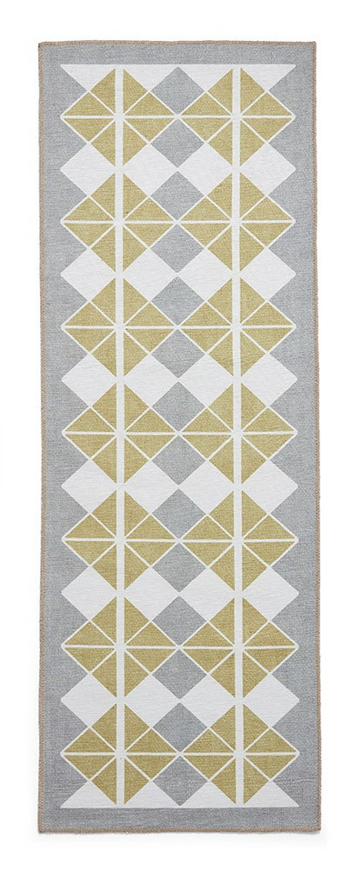 Victoria Grey Yellow Modern Diamonds Washable Rug