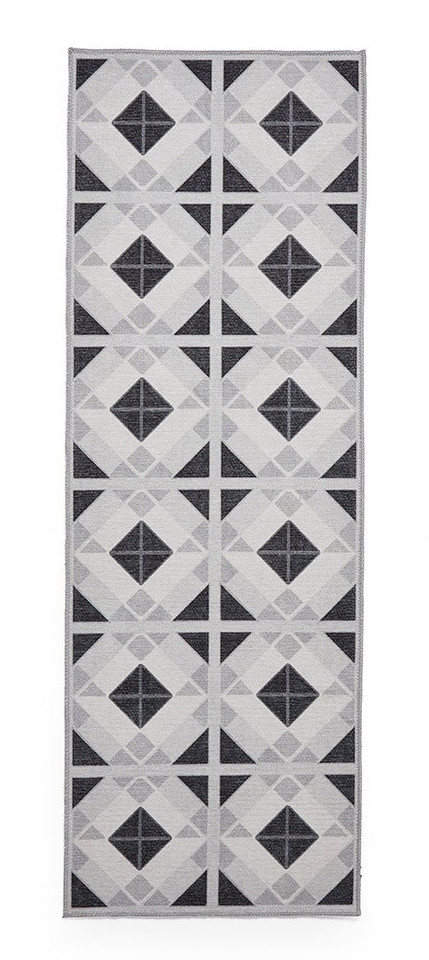 Victoria Light Grey Diamonds Washable Rug Runner