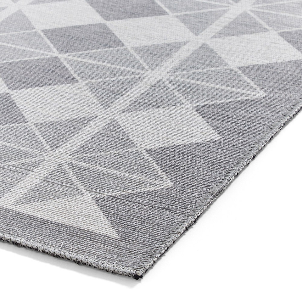 Victoria Light Grey Modern Diamonds Washable Rug