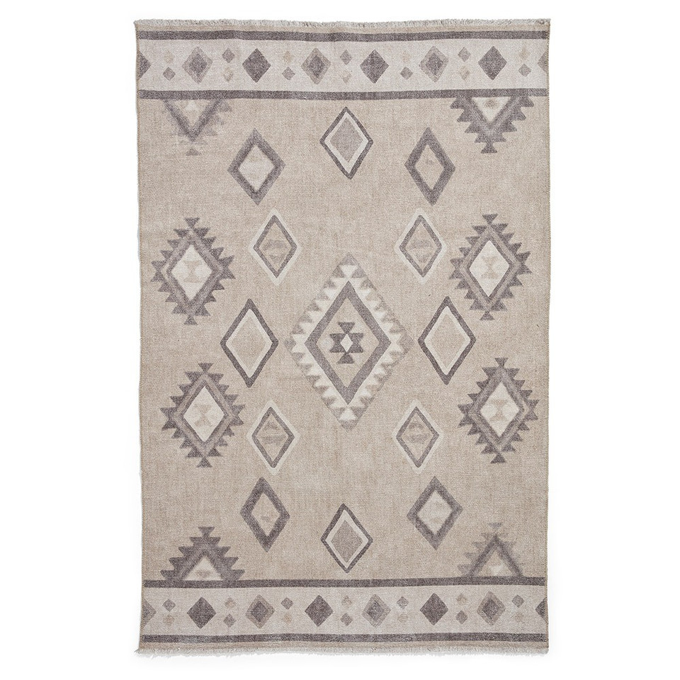 Whisper Beige Modern Diamonds Washable Rug Runner