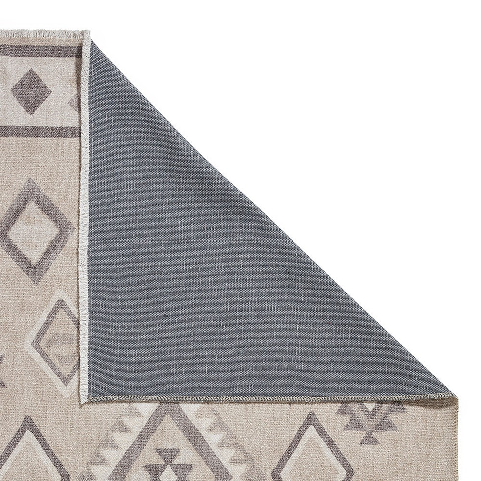 Whisper Beige Modern Diamonds Washable Rug Runner