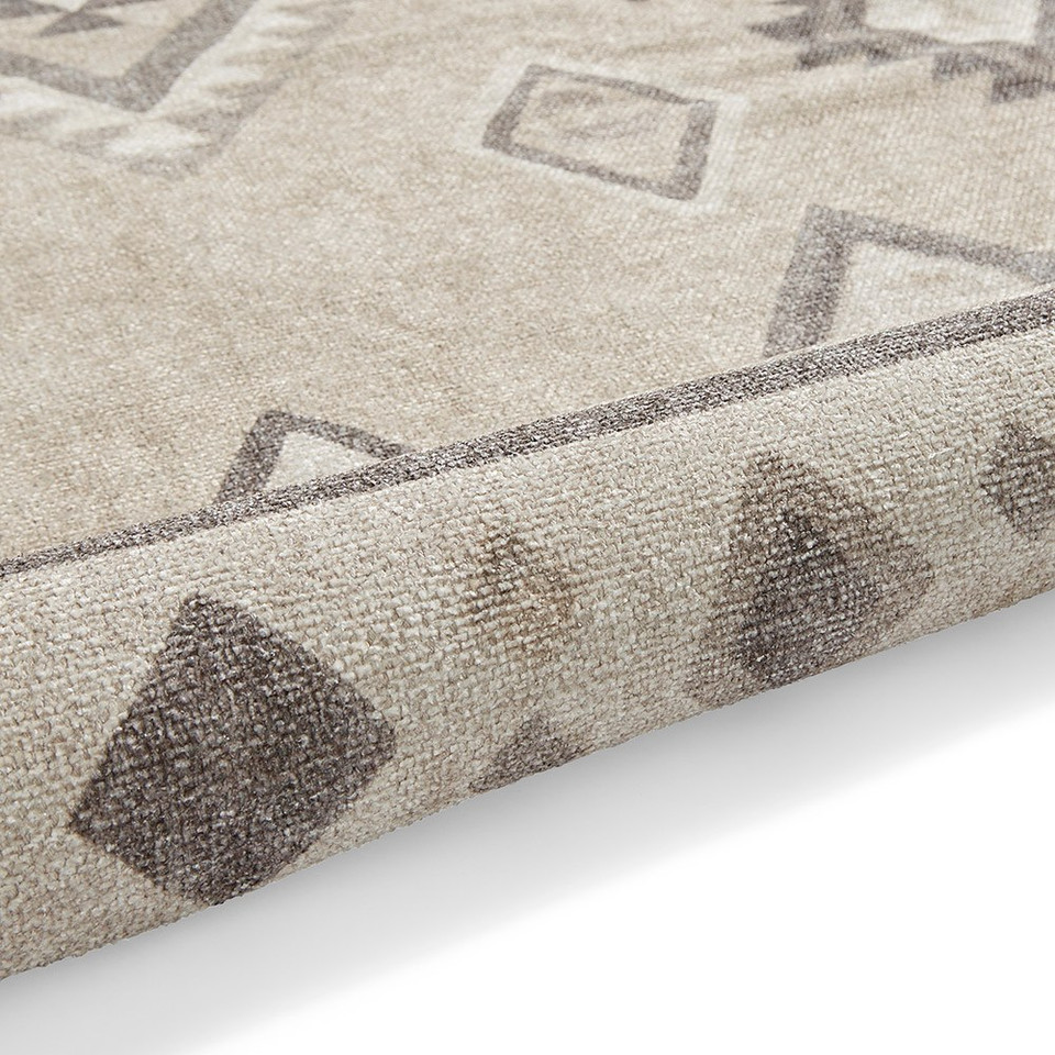 Whisper Beige Modern Diamonds Washable Rug