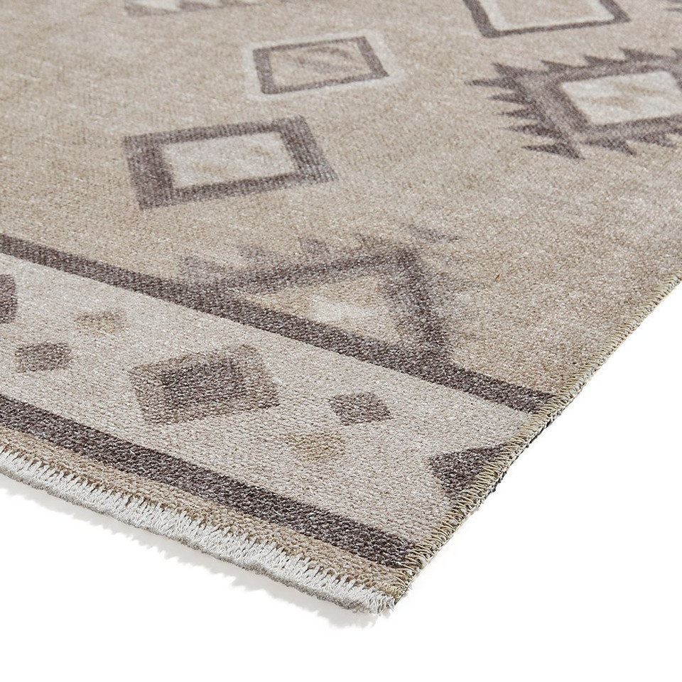 Whisper Beige Modern Diamonds Washable Rug
