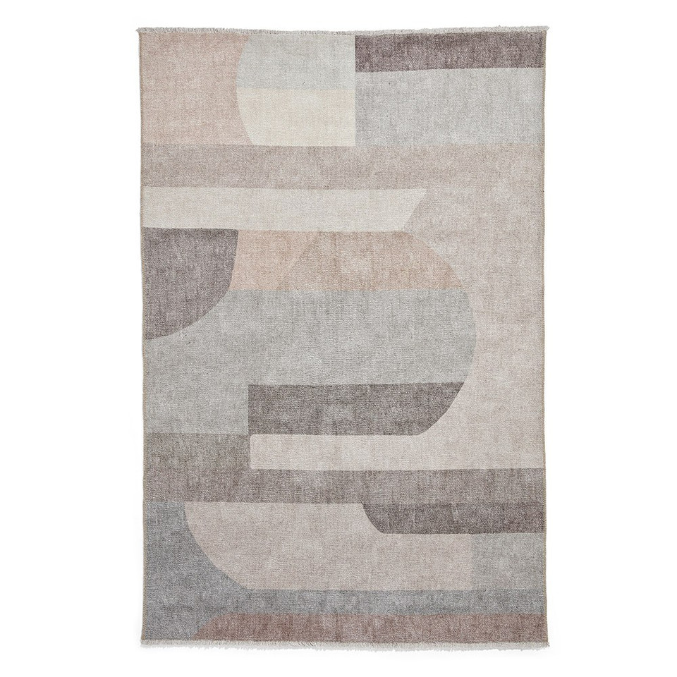 Whisper Beige Modern Geo Washable Rug