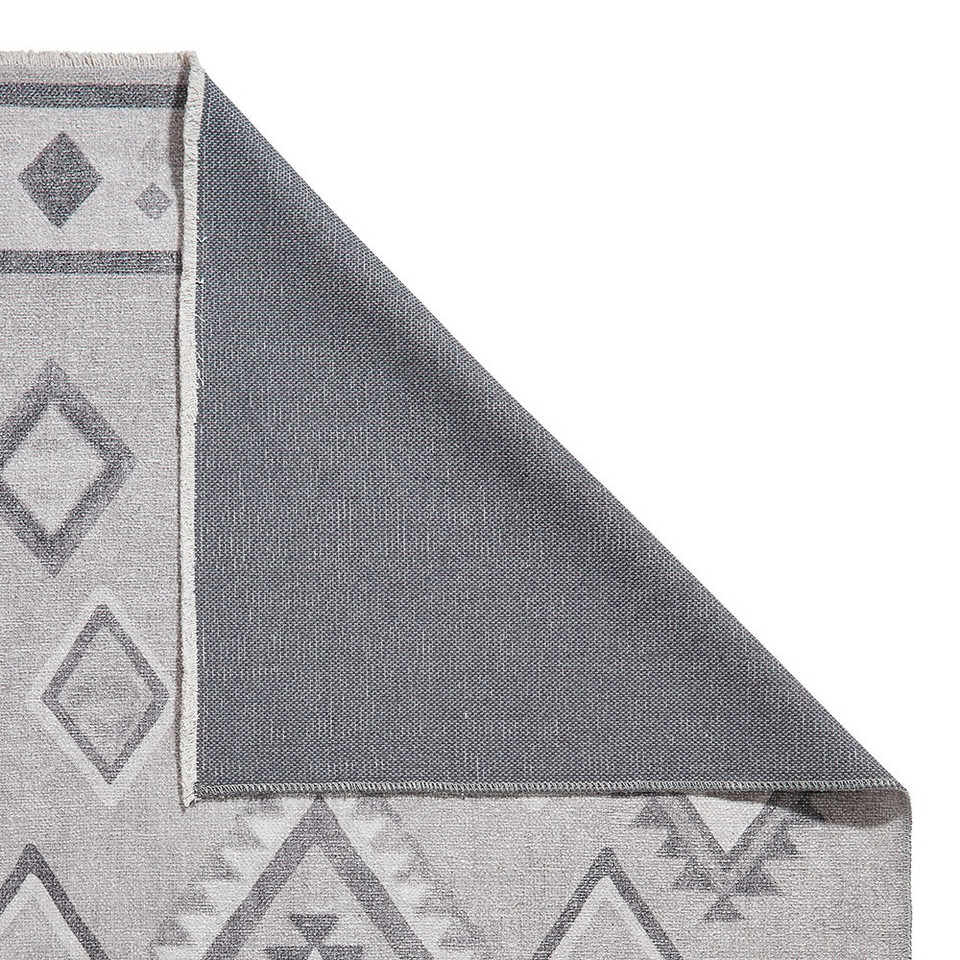 Whisper Grey Modern Diamonds Washable Rug Runner