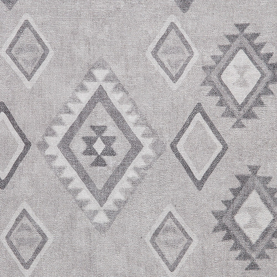 Whisper Grey Modern Diamonds Washable Rug Runner