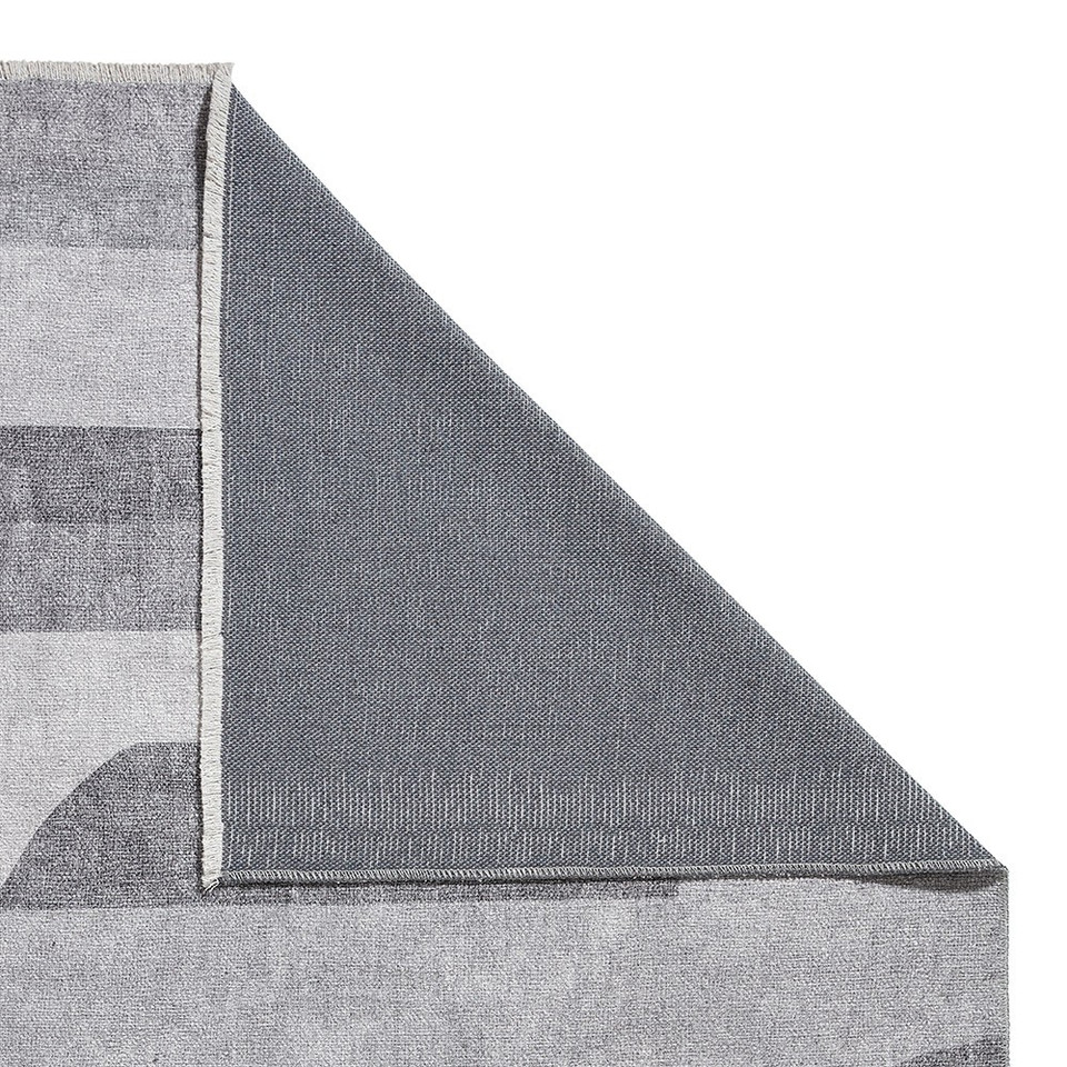 Whisper Grey Modern Geo Washable Rug Runner
