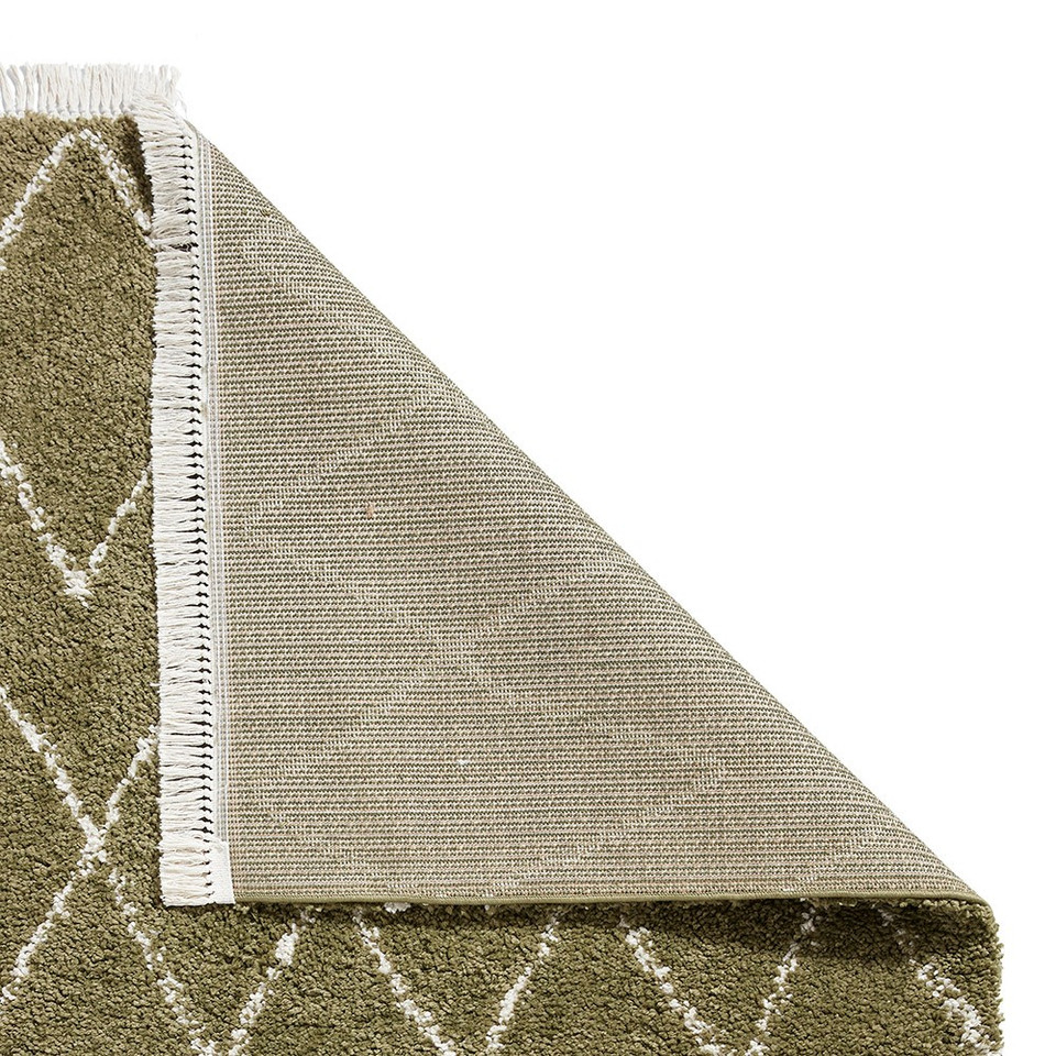 Boho 8280 Green Berber Shaggy Moroccan Rug Runner