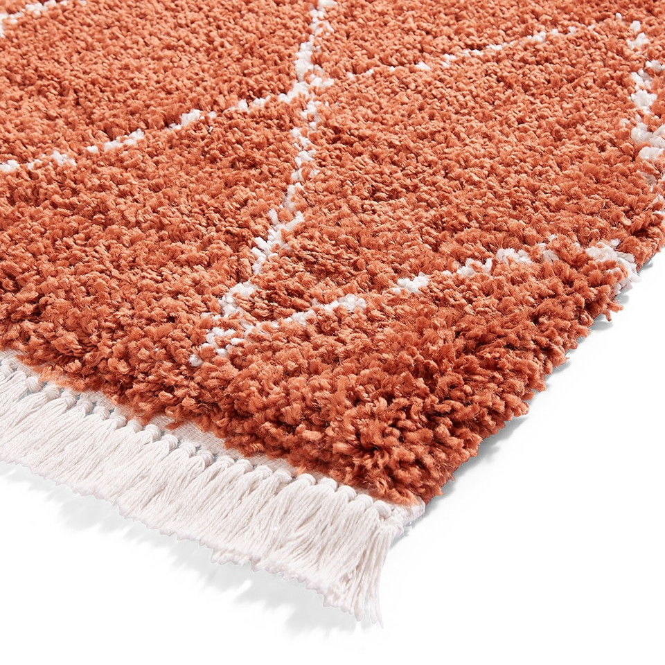 Boho 8280 Rust Berber Shaggy Moroccan Rug