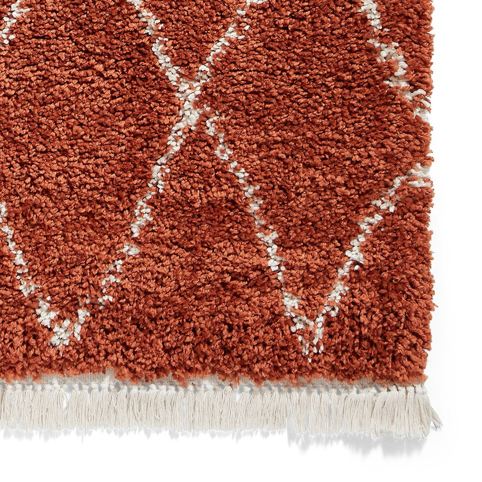 Boho 8280 Rust Berber Shaggy Moroccan Rug