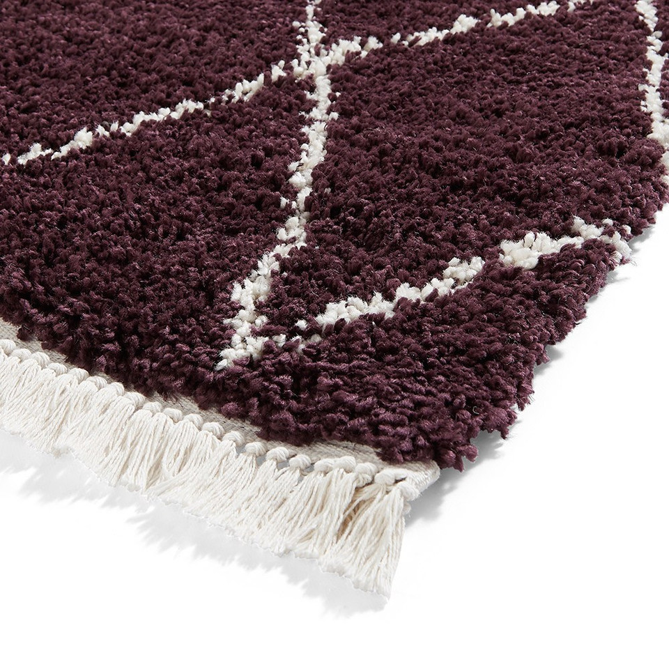Boho 8280 Purple Berber Shaggy Moroccan Rug Runner