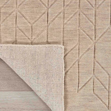 On Sale Alessa Plain Beige Handmade Wool Rug 61x91cm