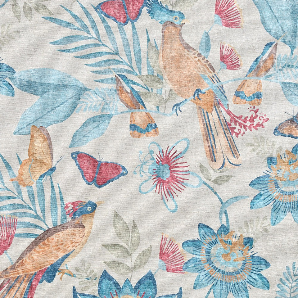 Catherine Lansfield Amaya Tropical Birds Washable Blue Rug