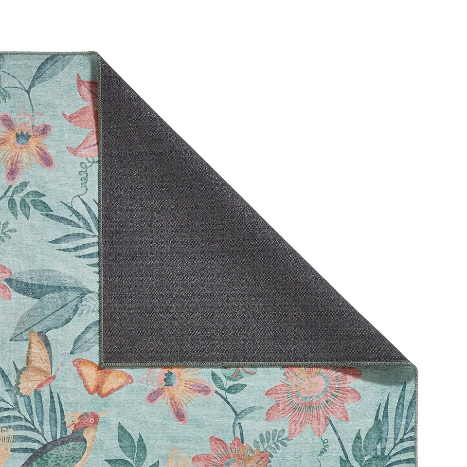 Catherine Lansfield Amaya Tropical Birds Washable Green Rug Runner
