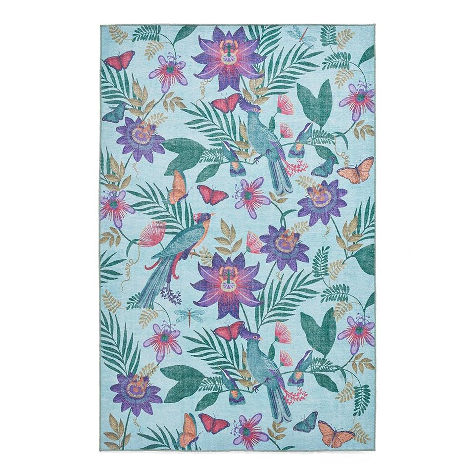 Catherine Lansfield Amaya Tropical Birds Washable Purple Rug Runner