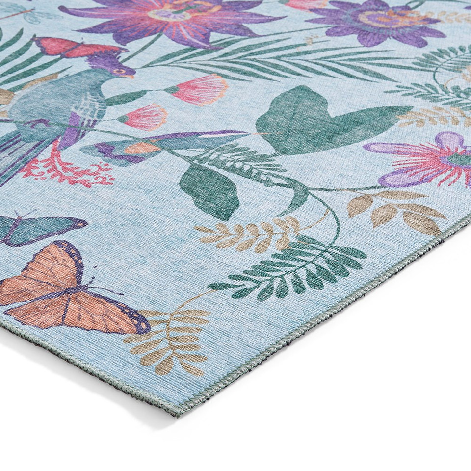 Catherine Lansfield Amaya Tropical Birds Washable Purple Rug