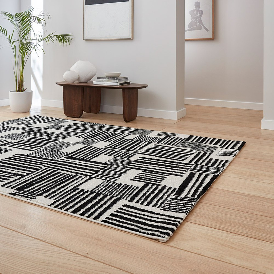 Catherine Lansfield Blocks Abstract Mono Rug