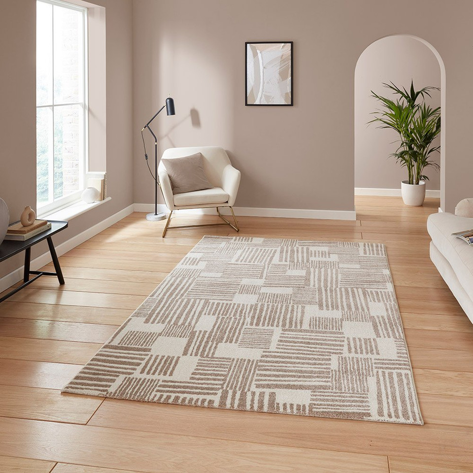 Catherine Lansfield Blocks Abstract Natural Rug
