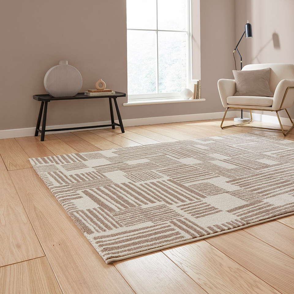 Catherine Lansfield Blocks Abstract Natural Rug