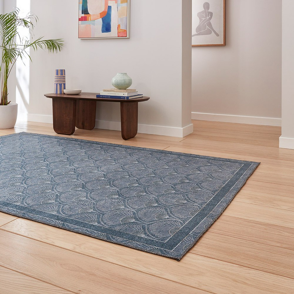 Catherine Lansfield Deco Peacock Washable Blue Rug Runner