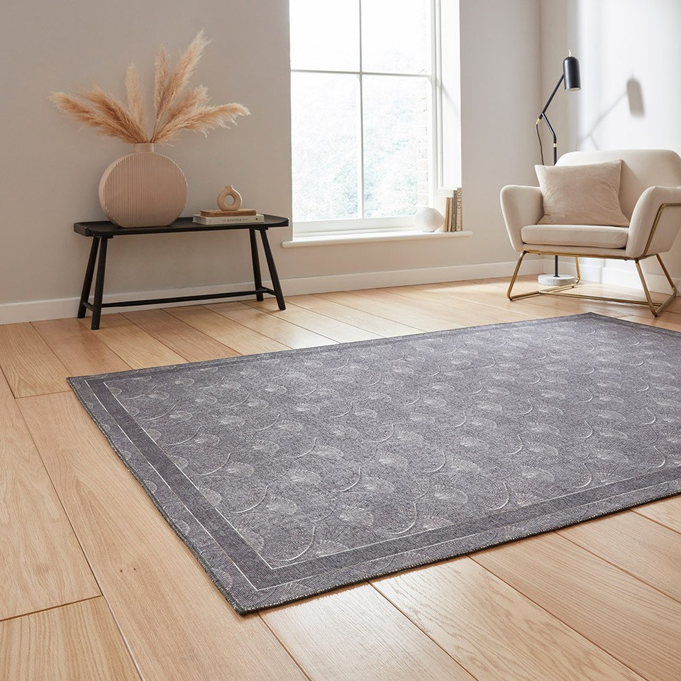 Catherine Lansfield Deco Peacock Washable Grey Rug Runner