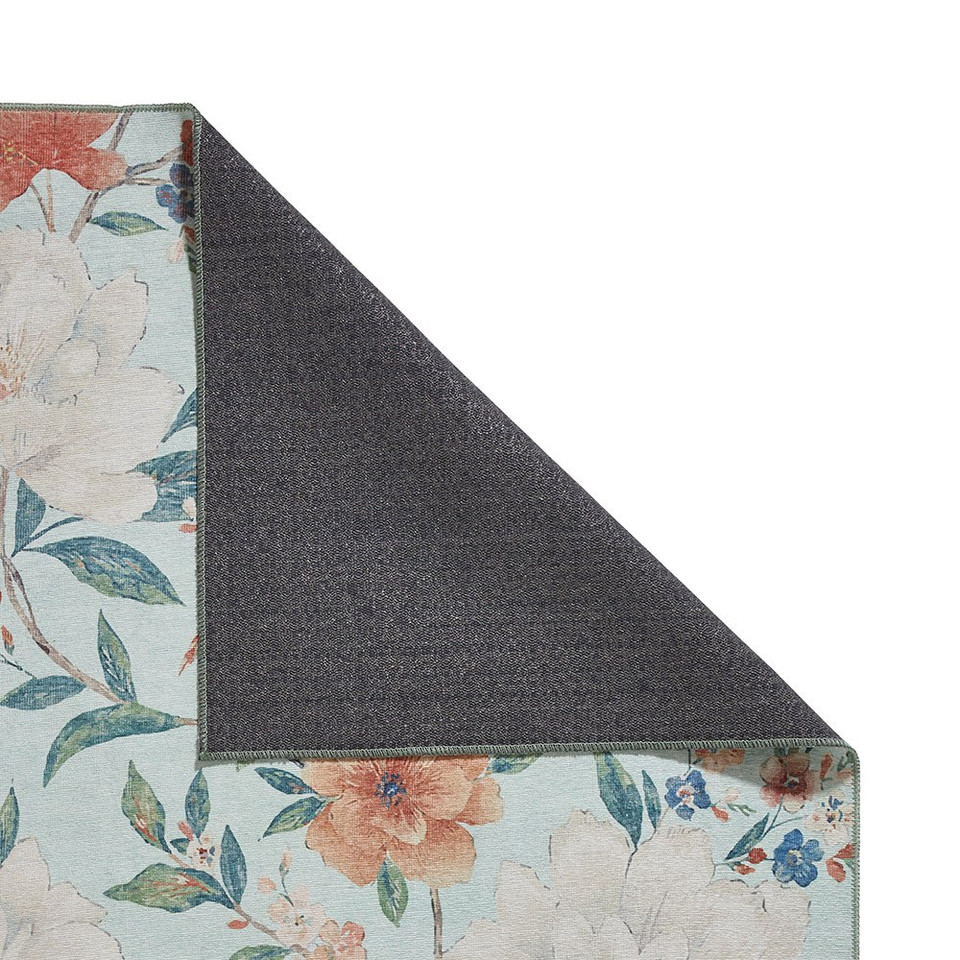 Catherine Lansfield Pipa Floral Blue Rug Runner