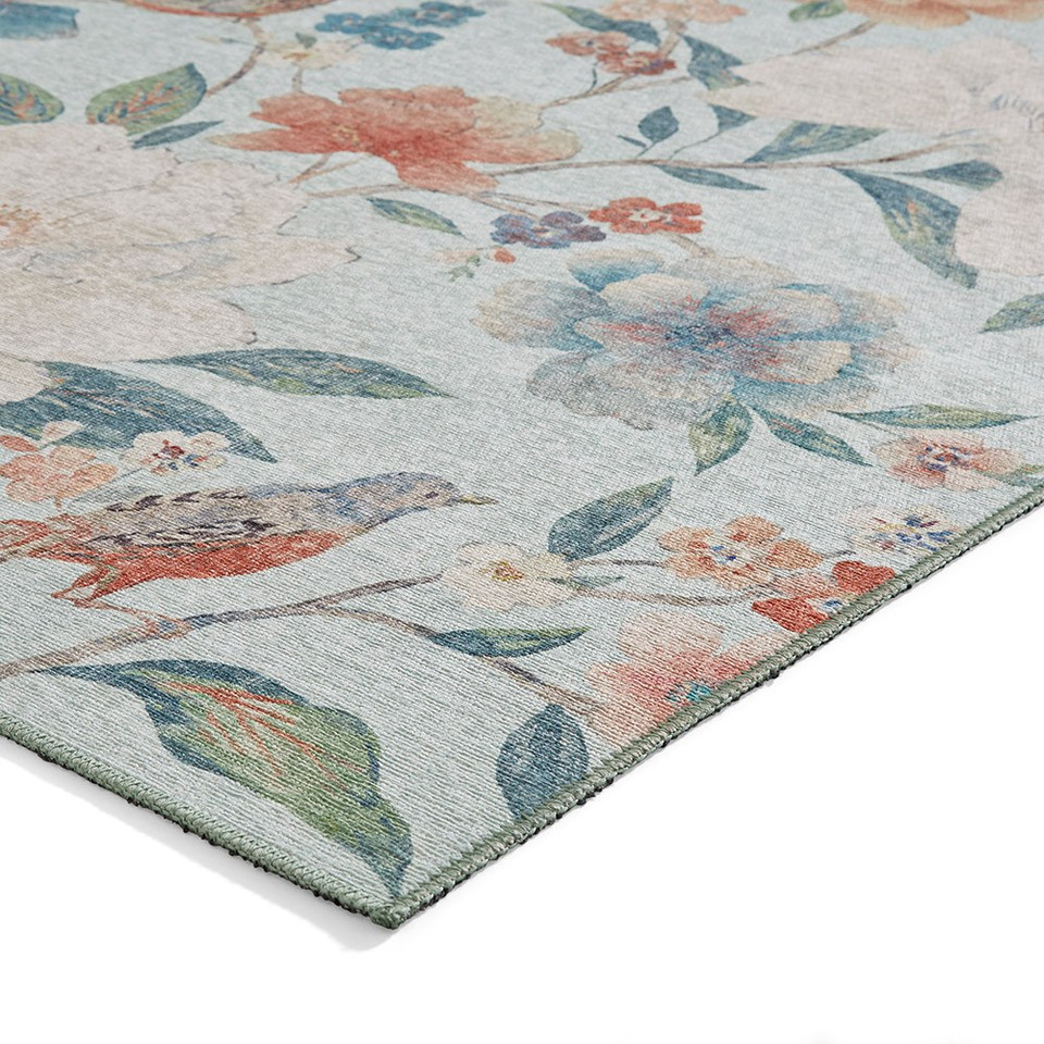 Catherine Lansfield Pipa Floral Blue Rug
