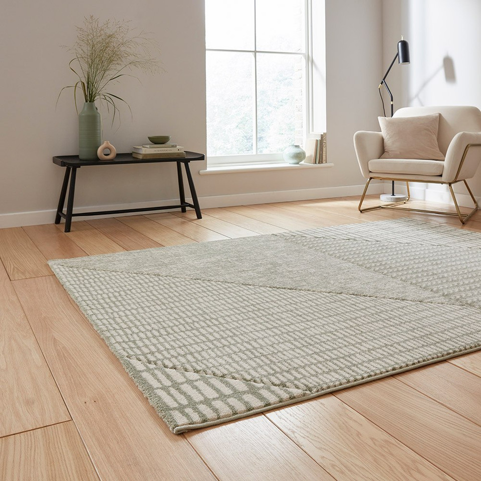 Catherine Lansfield Larsson Modern Abstract Sage Rug