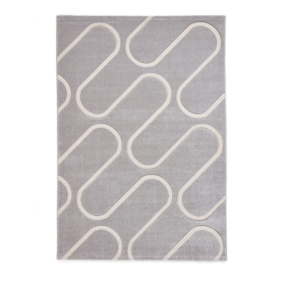 Catherine Lansfield Linear Curve Modern Geometric Grey Rug