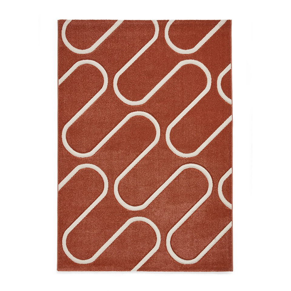 Catherine Lansfield Linear Curve Modern Geometric Terracotta Rug