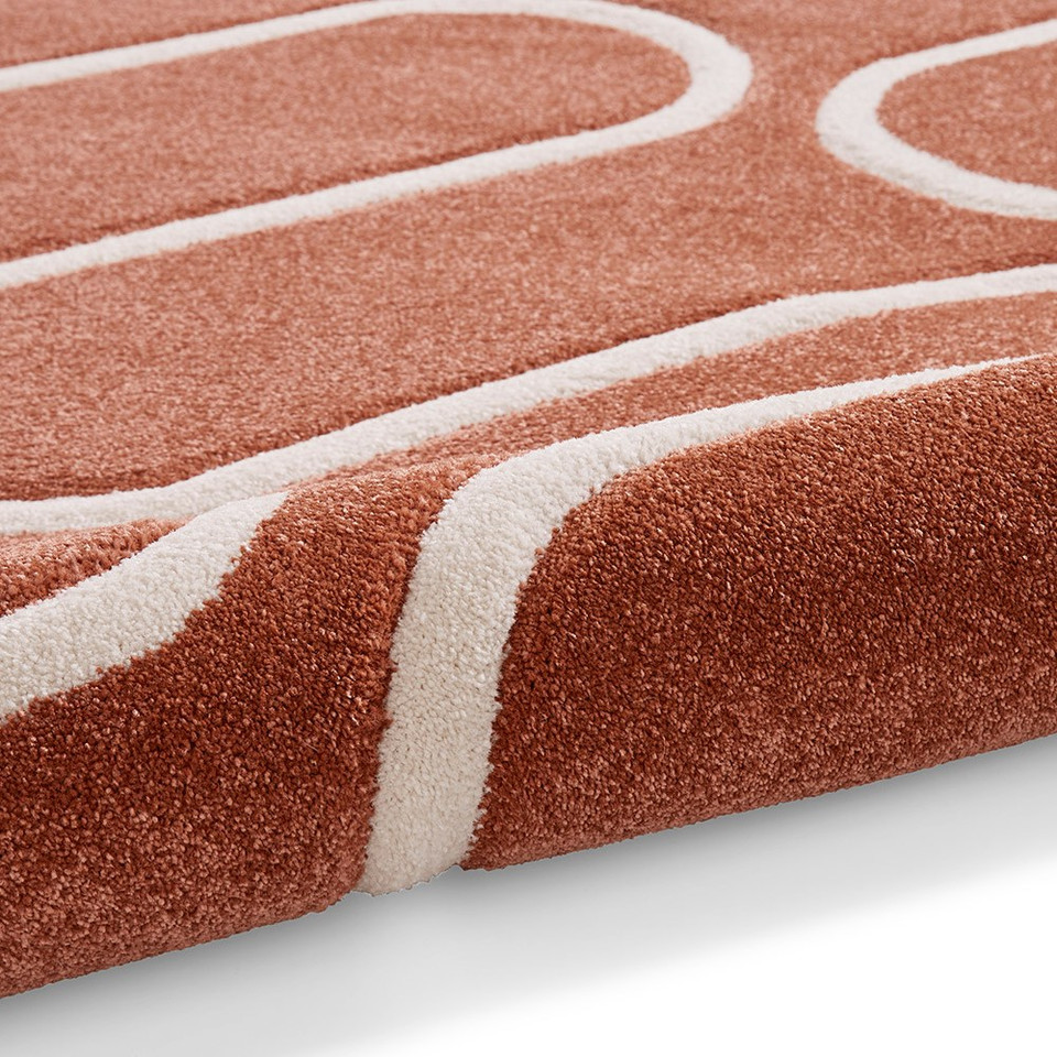 Catherine Lansfield Linear Curve Modern Geometric Terracotta Rug