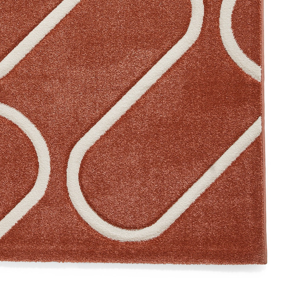 Catherine Lansfield Linear Curve Modern Geometric Terracotta Rug