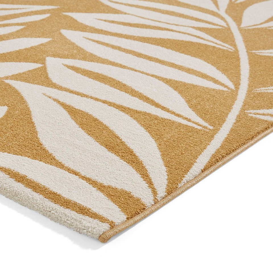 Catherine Lansfield Sorral Leaves Botanica Ochre Rug