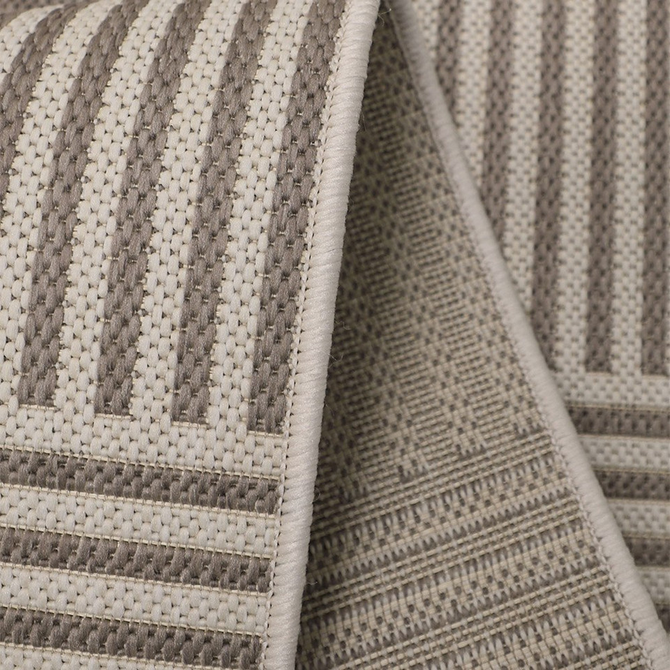 County Multi Stripe Natural Rug folded