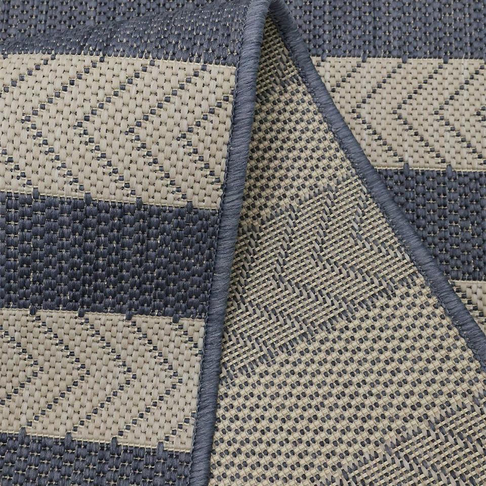 County Stripe Navy Rug folded