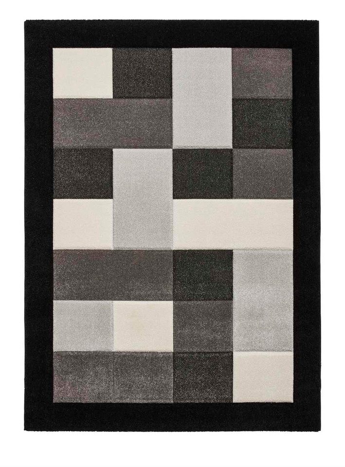 Modern Brooklyn Rug BRK04 Black Grey Runner