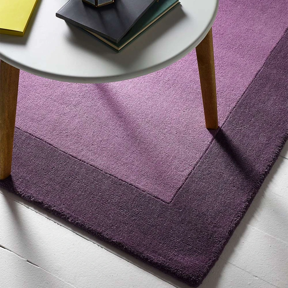 Origins Borders Mauve Plain Wool Rug Runner