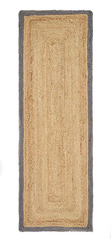 Origins Jute Border Grey Natural Rug Runner