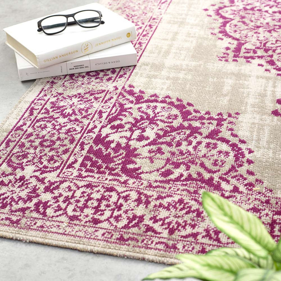 Origins Saville Grey Raspberry Heritage Rug Runner