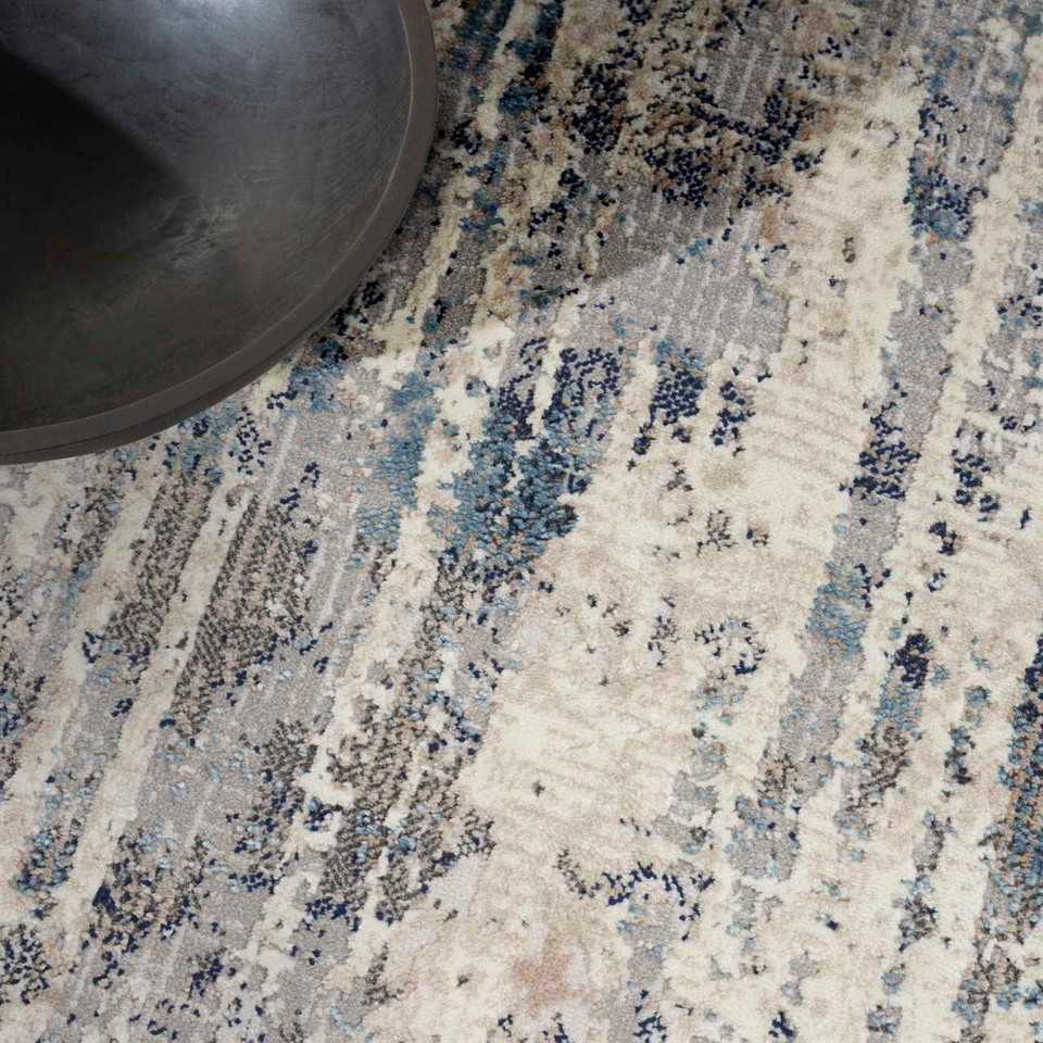 Calvin Klein Infinity 04 Ivory Grey Blue Rug Runner