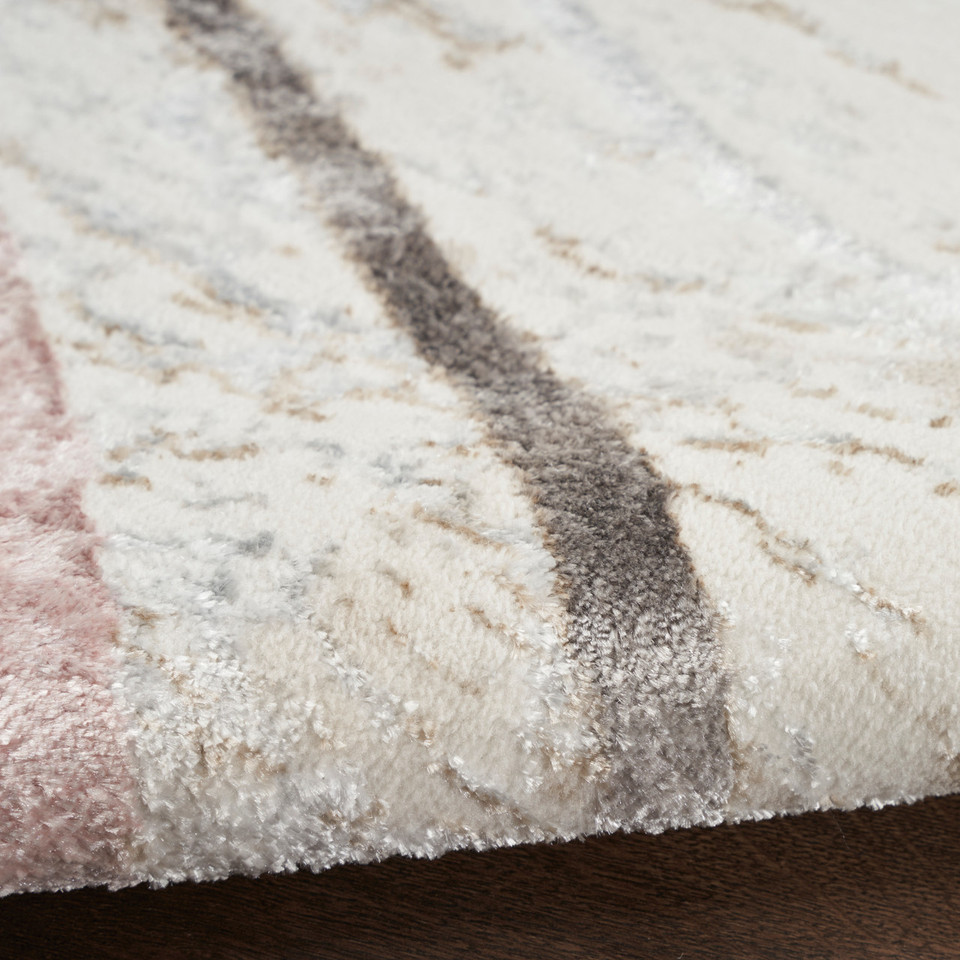 Glitz GLZ01 Ivory Multicolour Luxury Glossy Rug Runner