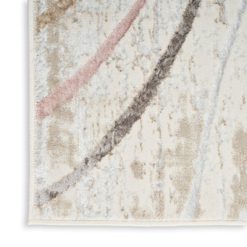 Glitz GLZ01 Ivory Multicolour Luxury Glossy Rug Runner