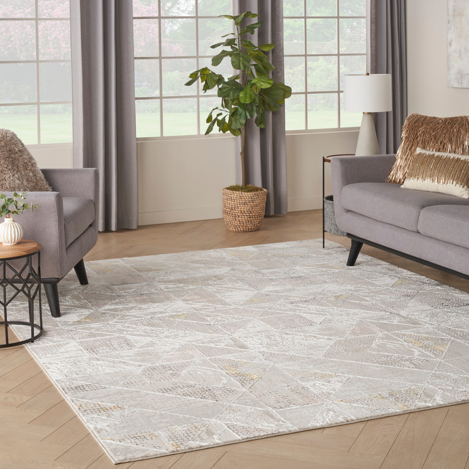 Glitz GLZ04 Ivory Multicolour Luxury Glossy Rug Runner