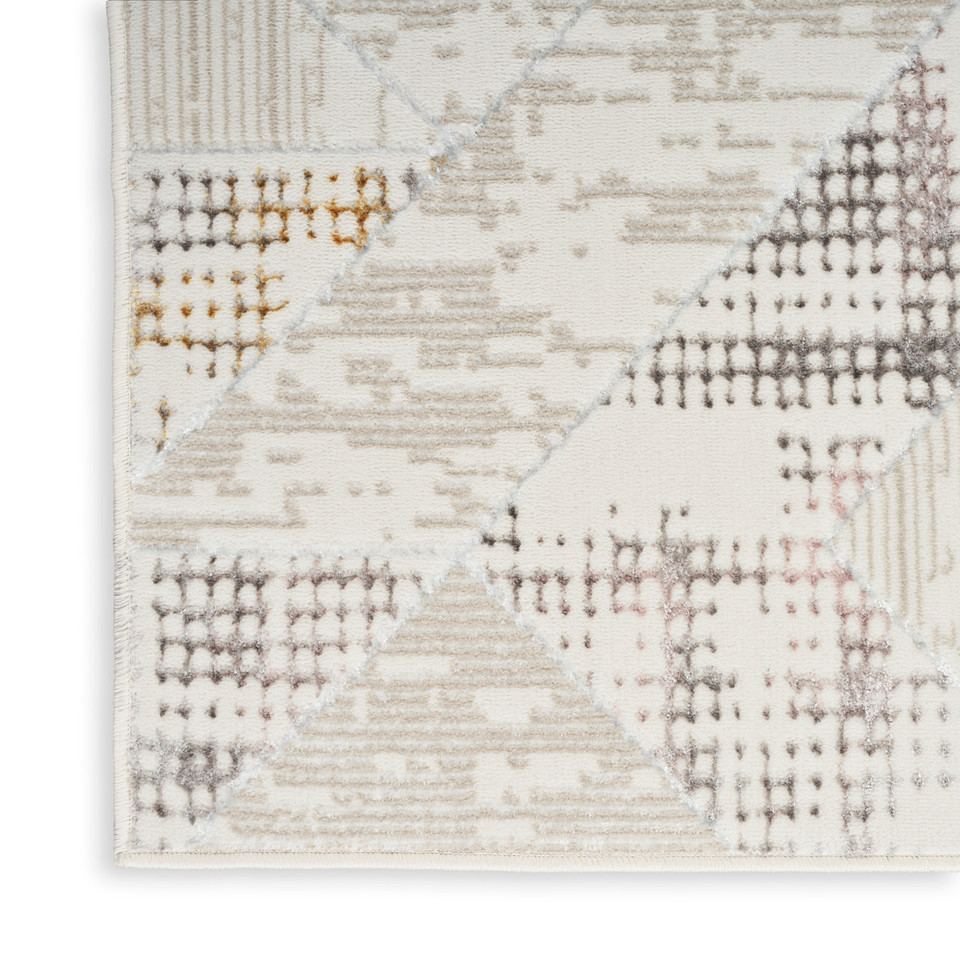 Glitz GLZ04 Ivory Multicolour Luxury Glossy Rug Runner