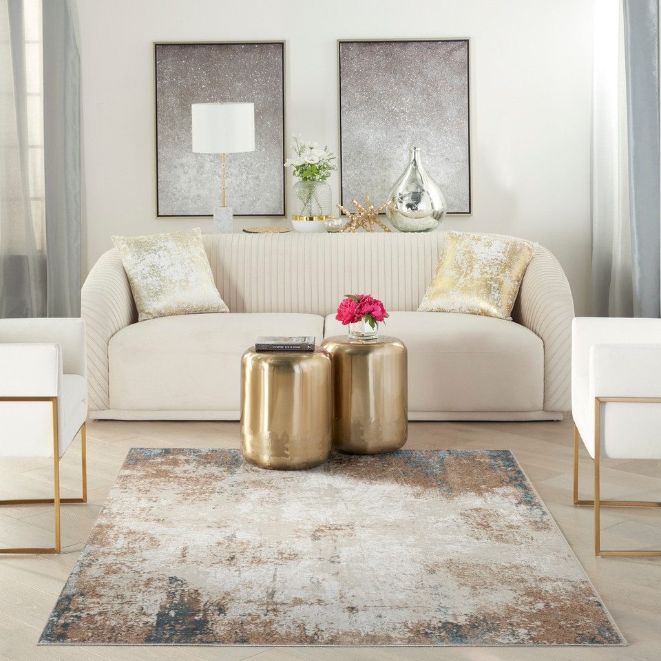 Glitz GLZ06 Taupe Multicolour Luxury Glossy Rug Runner
