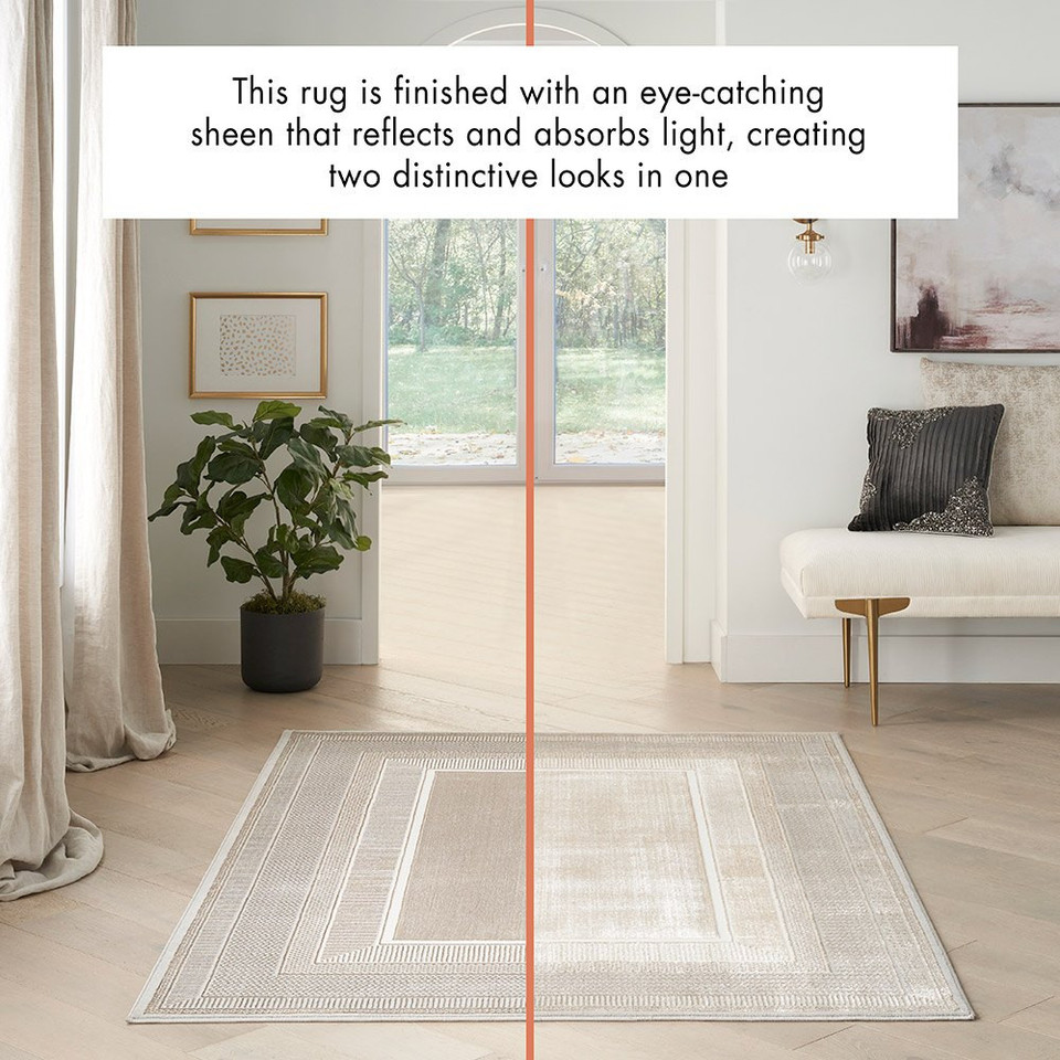 Glitz GLZ07 Ivory Luxury Glossy Rug Runner