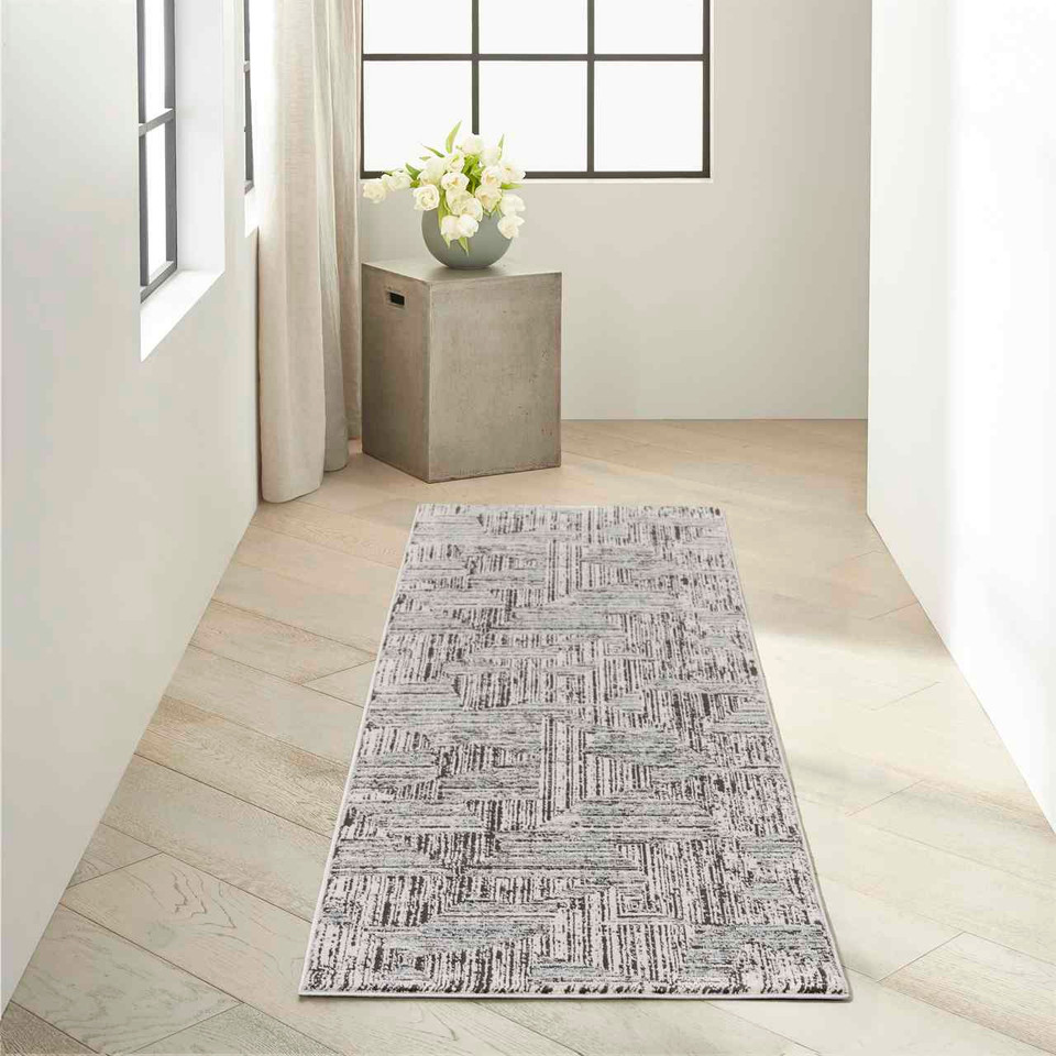 Calvin Klein Irradiant Cream Black Rug Runner